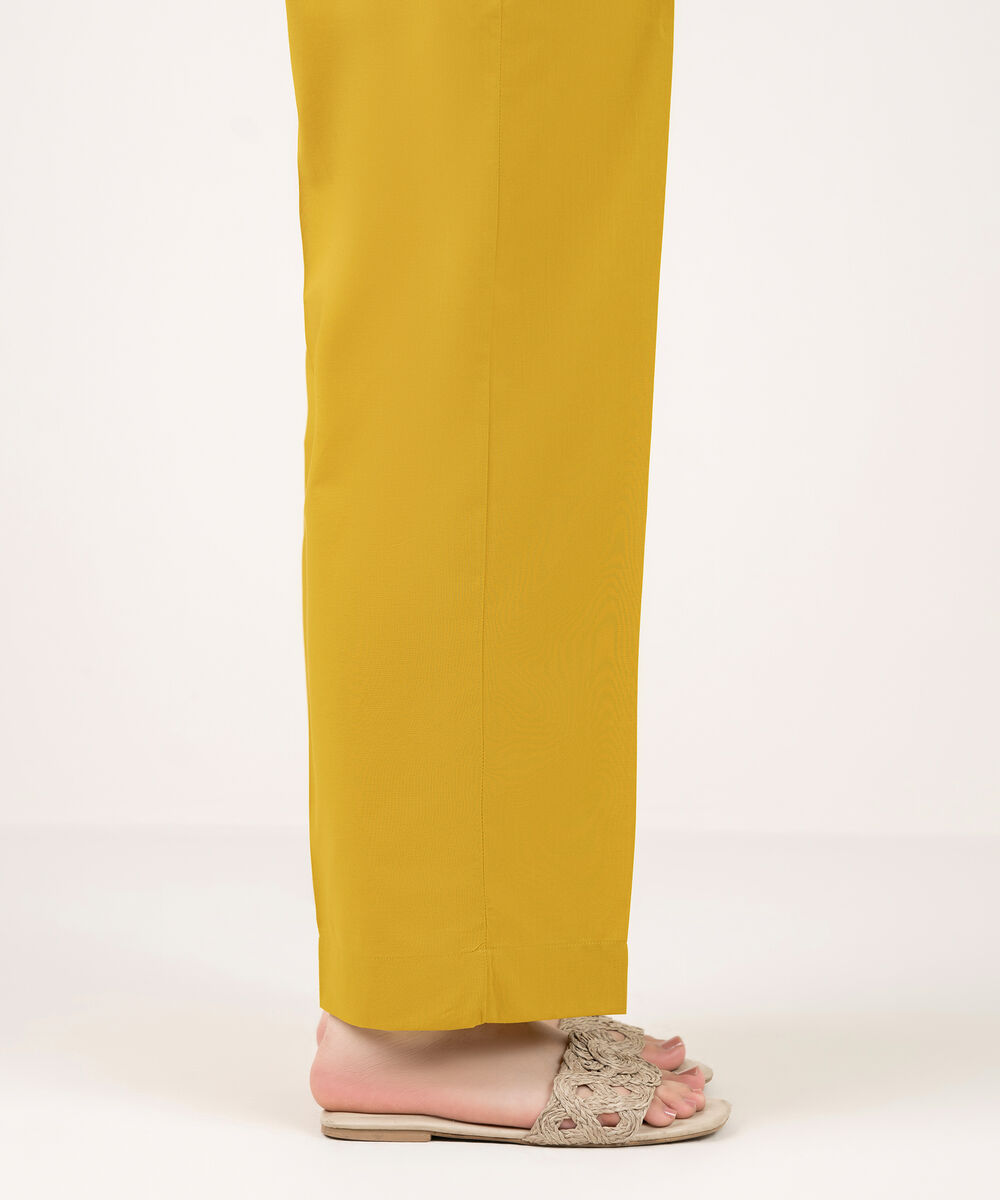 Women's RTW Cambric Solid Mustard Straight Pants