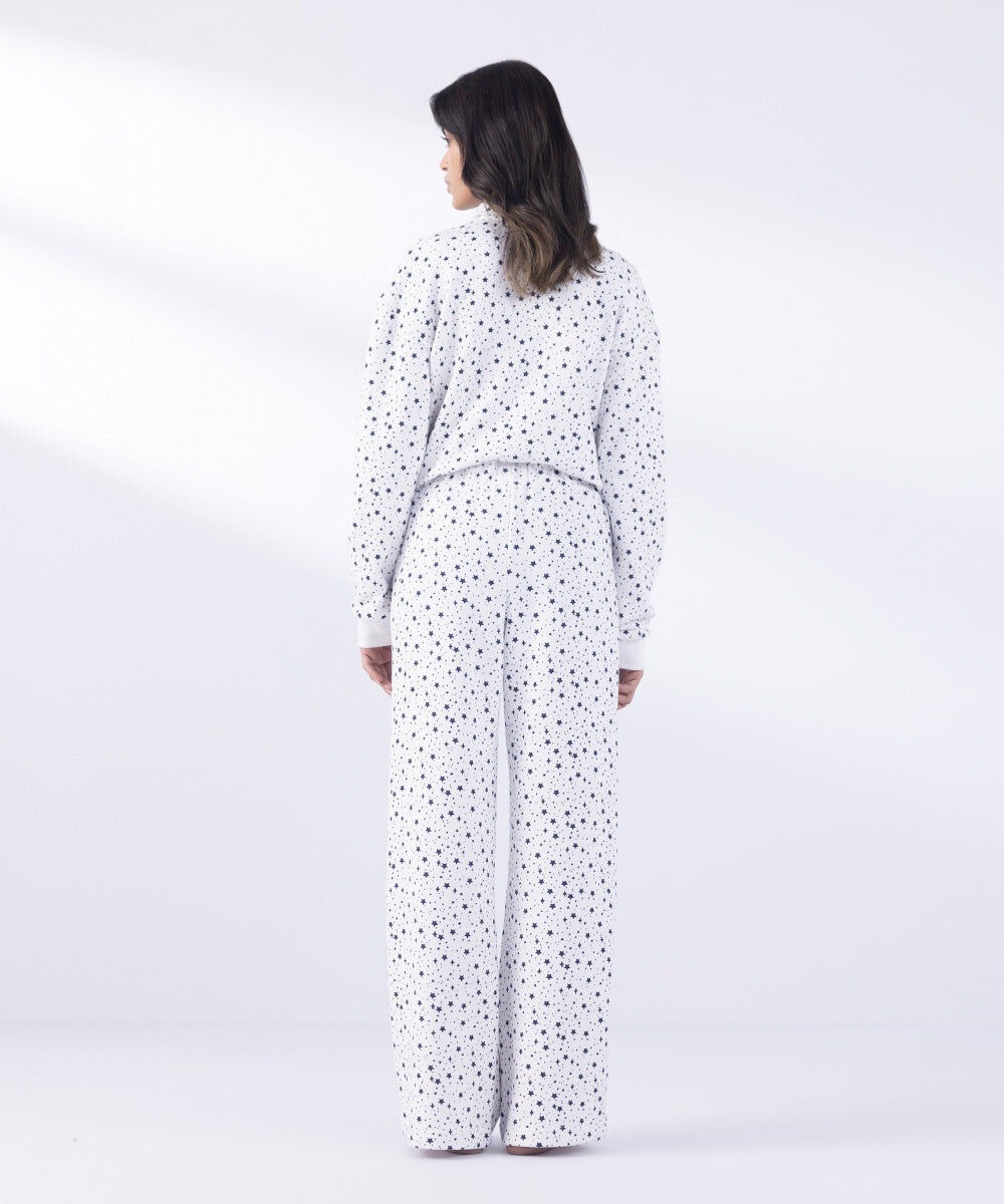 Woman - White Starry Print Trousers
