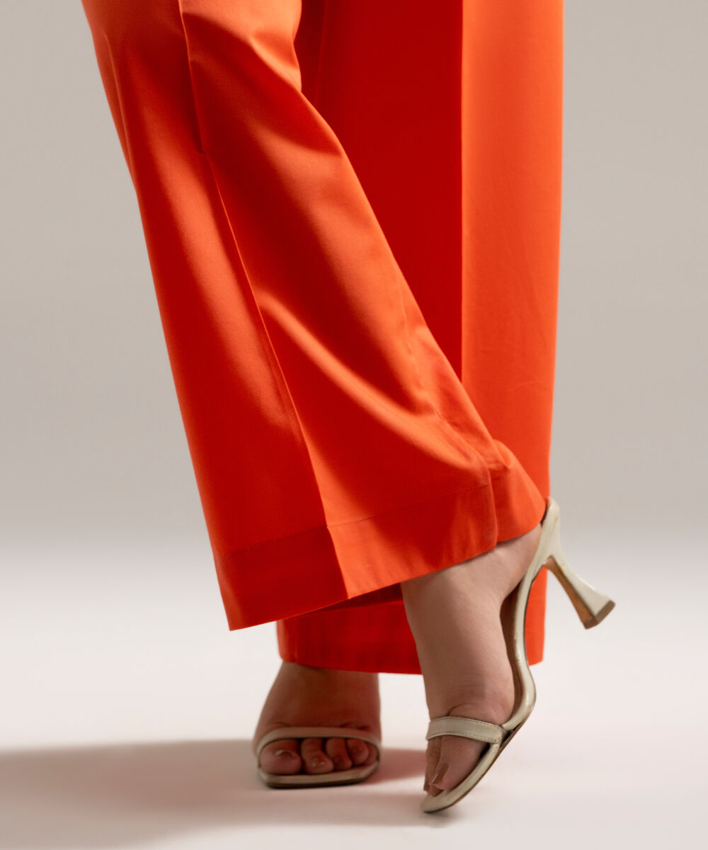 Women's RTW Cambric Solid Orange Culottes