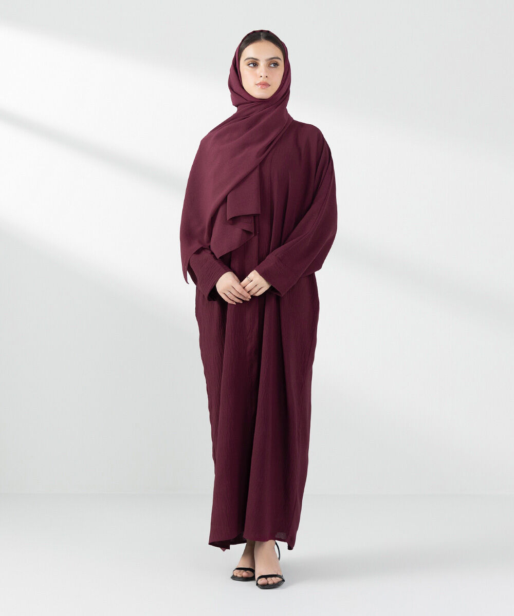 Woman - Red Button Through Abaya Set