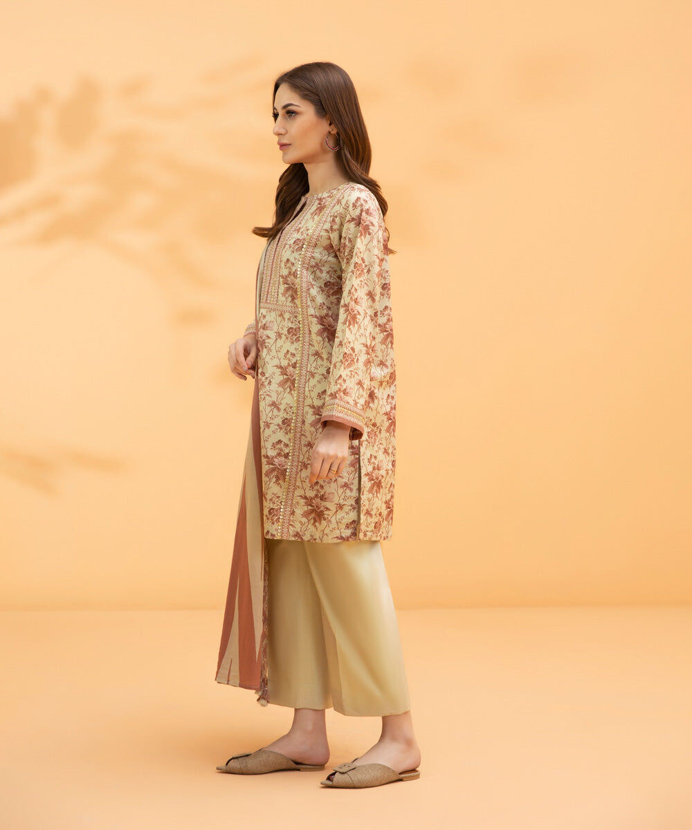 3 Piece - Printed Zari Lawn Suit