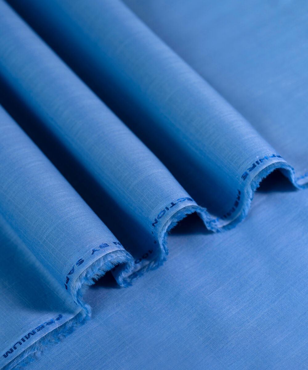 Men's Unstitched 2-Piece Premium Slub Cotton Medium Blue Suit