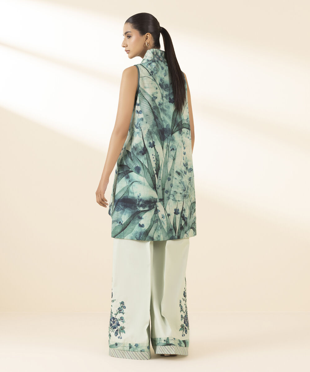 Unstitched Women's Green Lawn Shirt Trousers