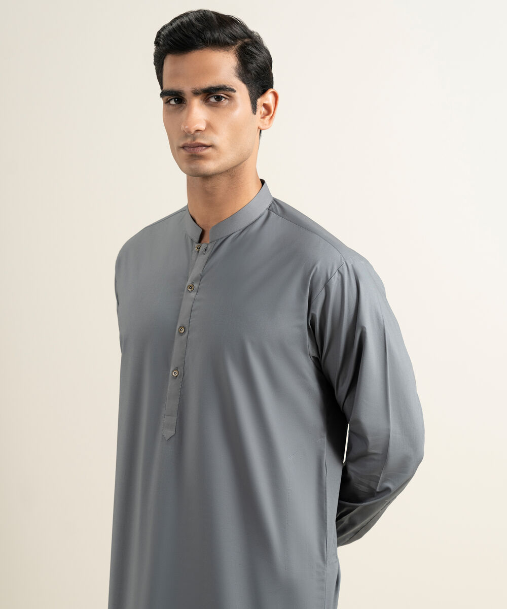 Men's grey 100% Cotton Kameez Shalwar