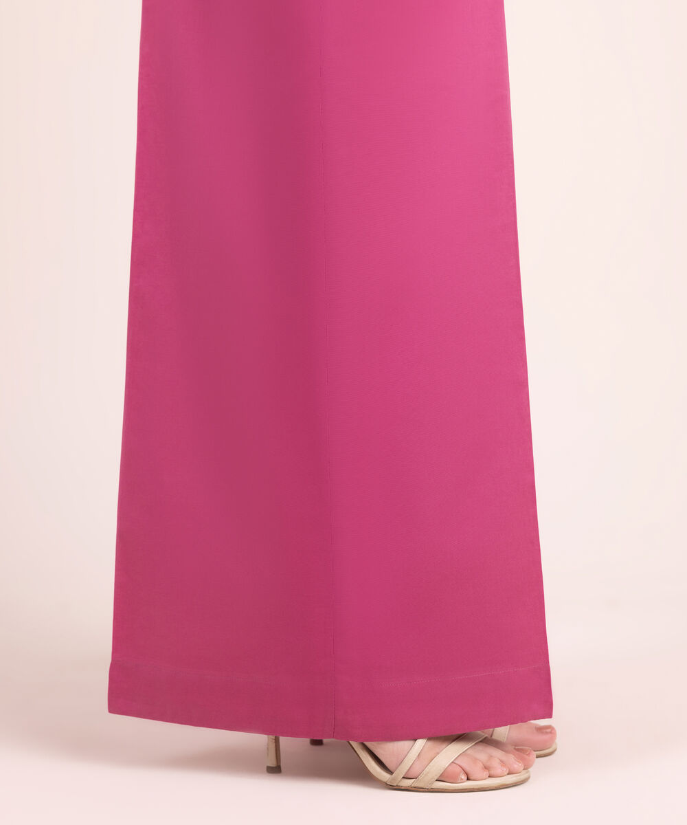 Women's RTW Multineps Solid Pink Flared Pants