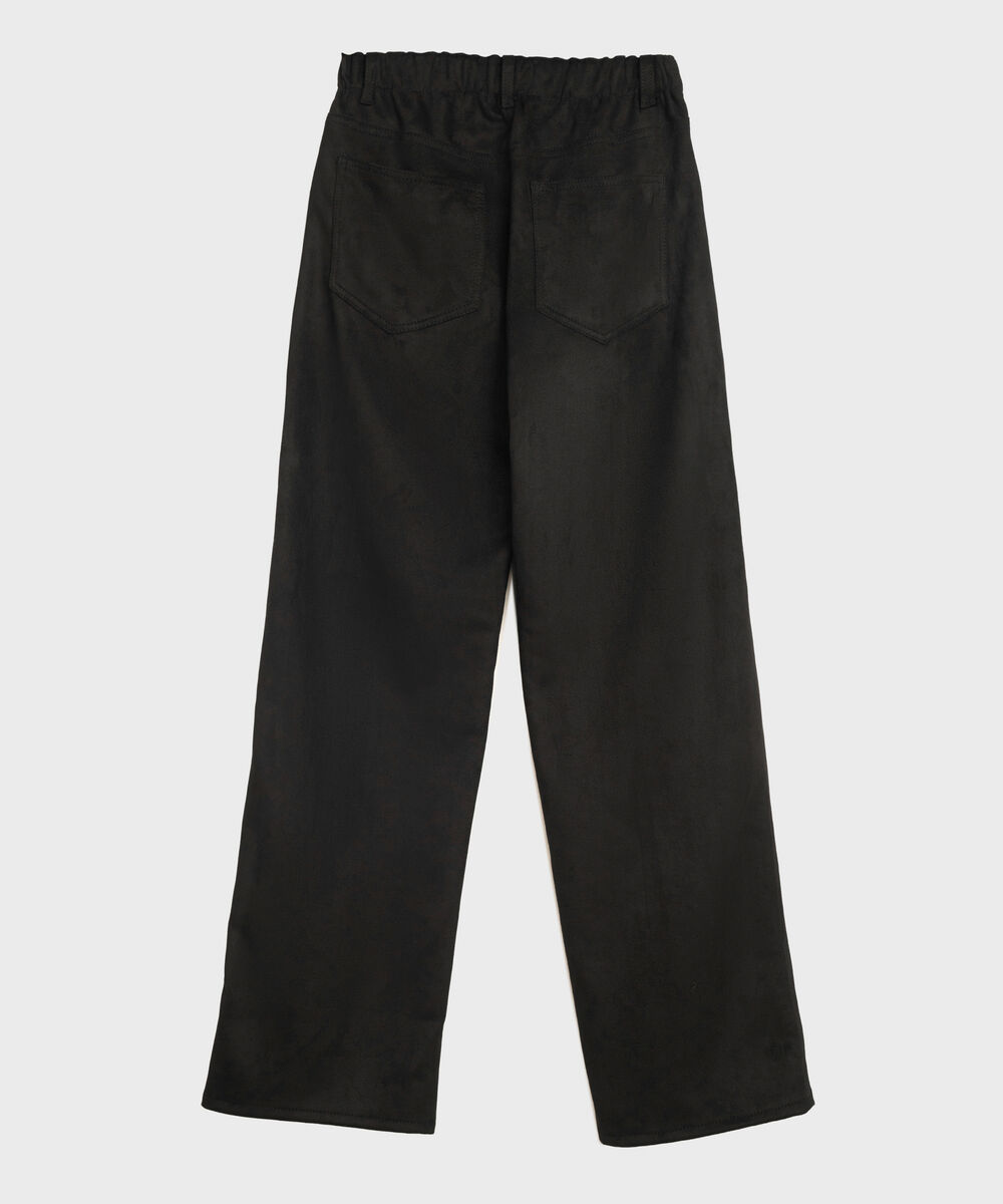 Women's Western Wear Black Faux Suede Straight Trousers