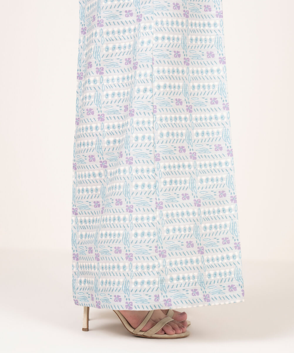 Women's RTW Khaddar Printed Grey Flared Pants