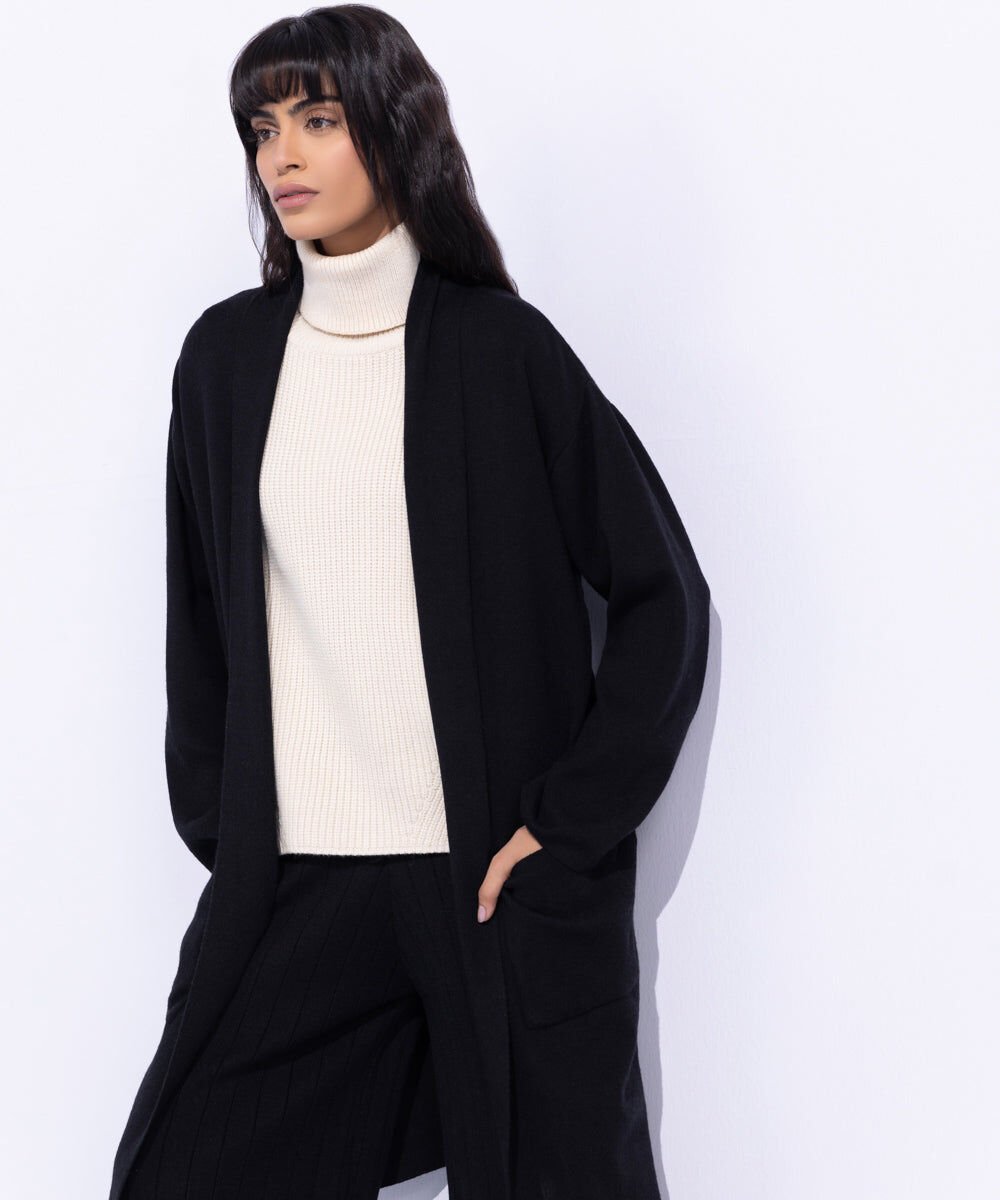 Light Gauge Knit Cardigan Women's Western Wear Black Light Guage Knitted Cardiagn