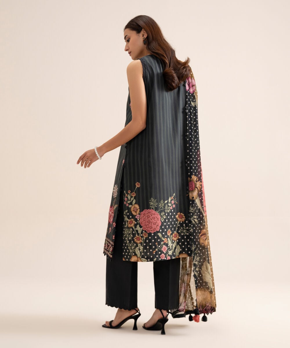 3 Piece - Embroidered Lawn Suit — Sapphire view 4