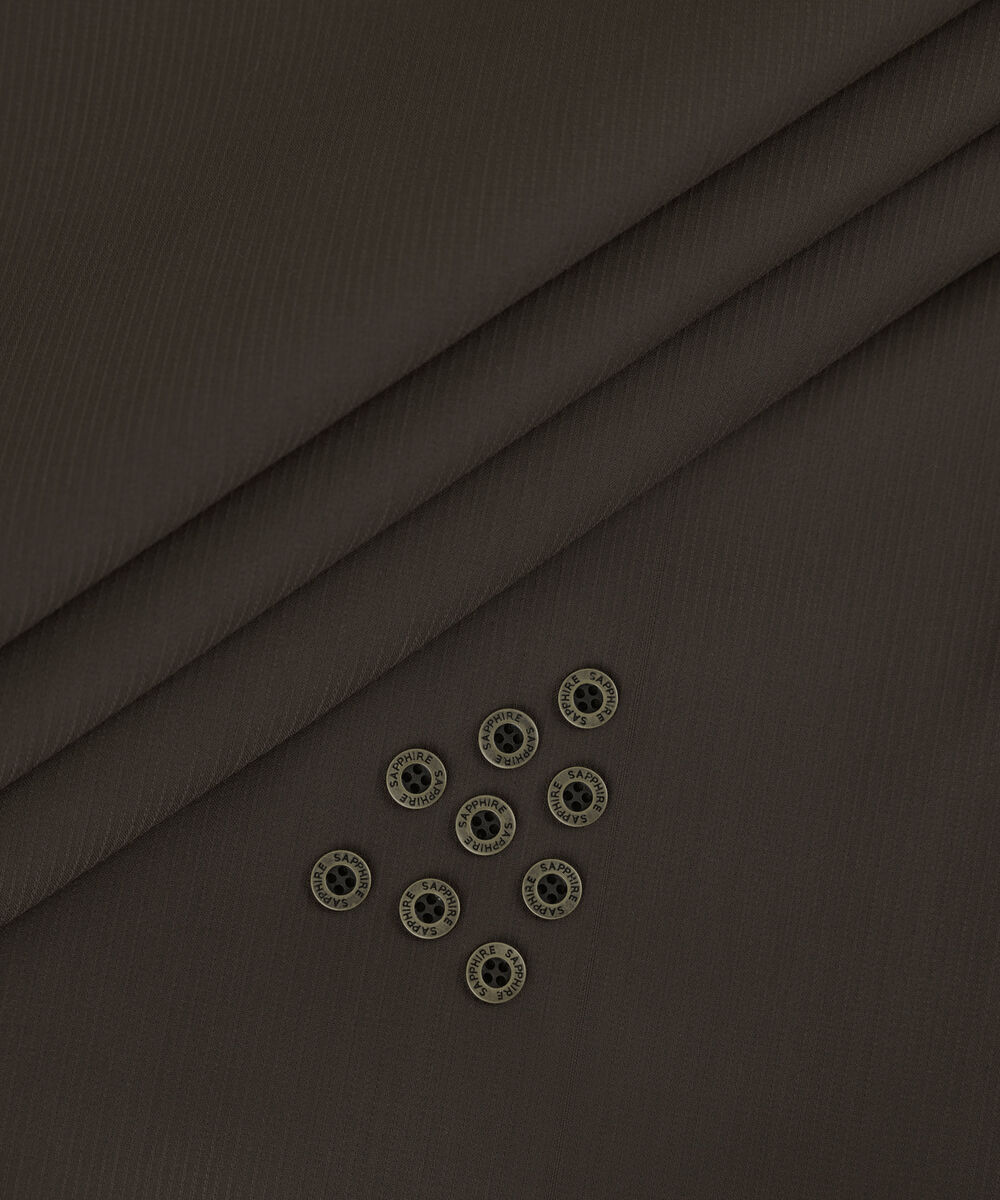 Men's Unstitched 2-Piece Premium Wash & Wear Dobby Dark Brown Suit