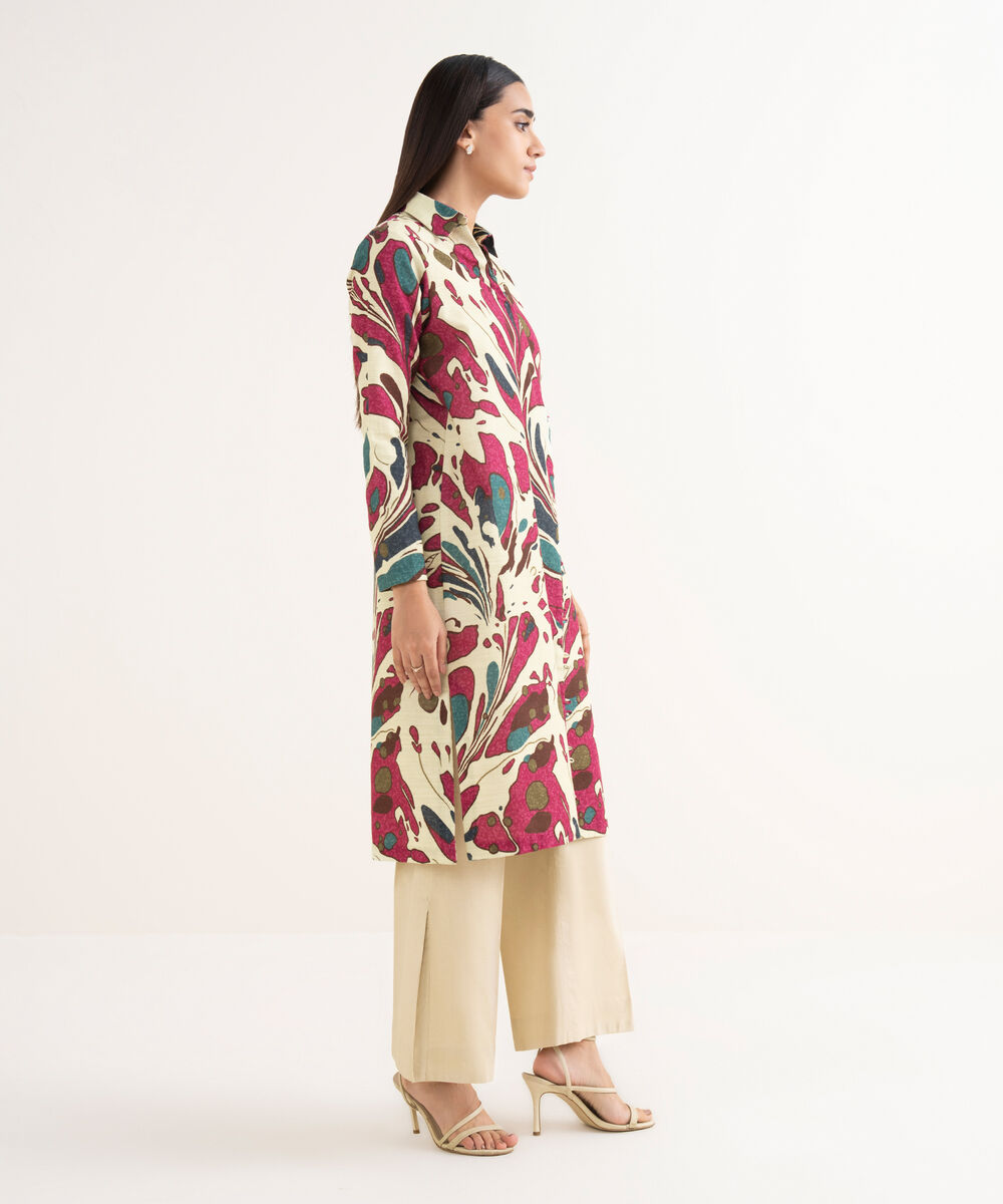 Women's Unstitched Khaddar Printed Multi Shirt