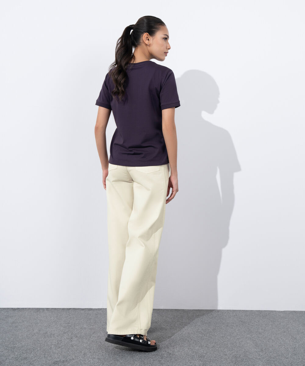 Women's Western Wear Purple Graphic Print T-Shirt