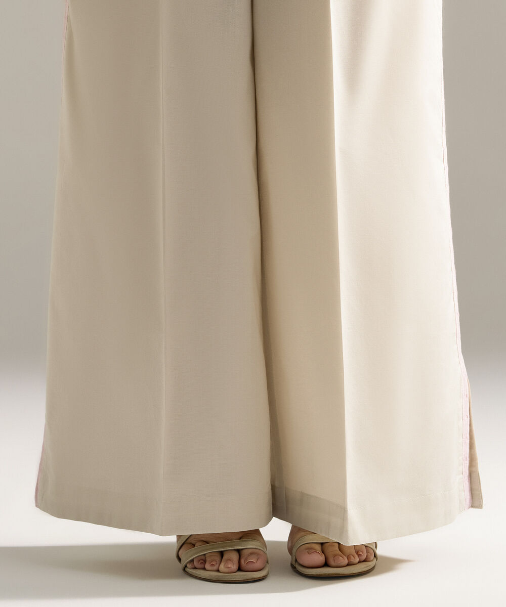Women's RTW Cambric Printed Grey Flared Pants