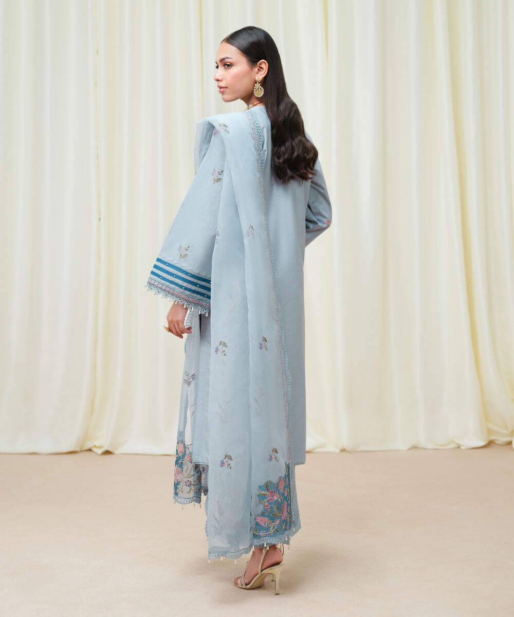 Women's Unstitched Cotton Net Dyed Three Piece Suit