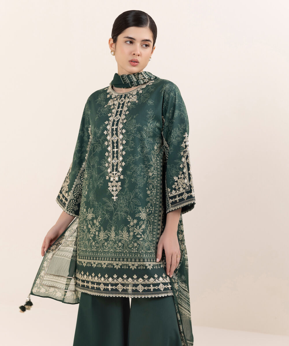 Women's Unstitched Lawn Embroidered Multi Three Piece Suit