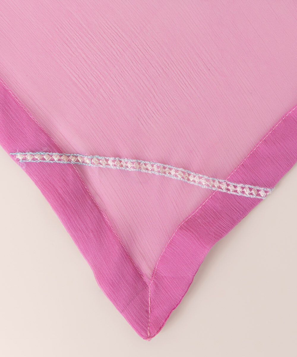 Blended Chiffon Pink Embroidered Dupatta