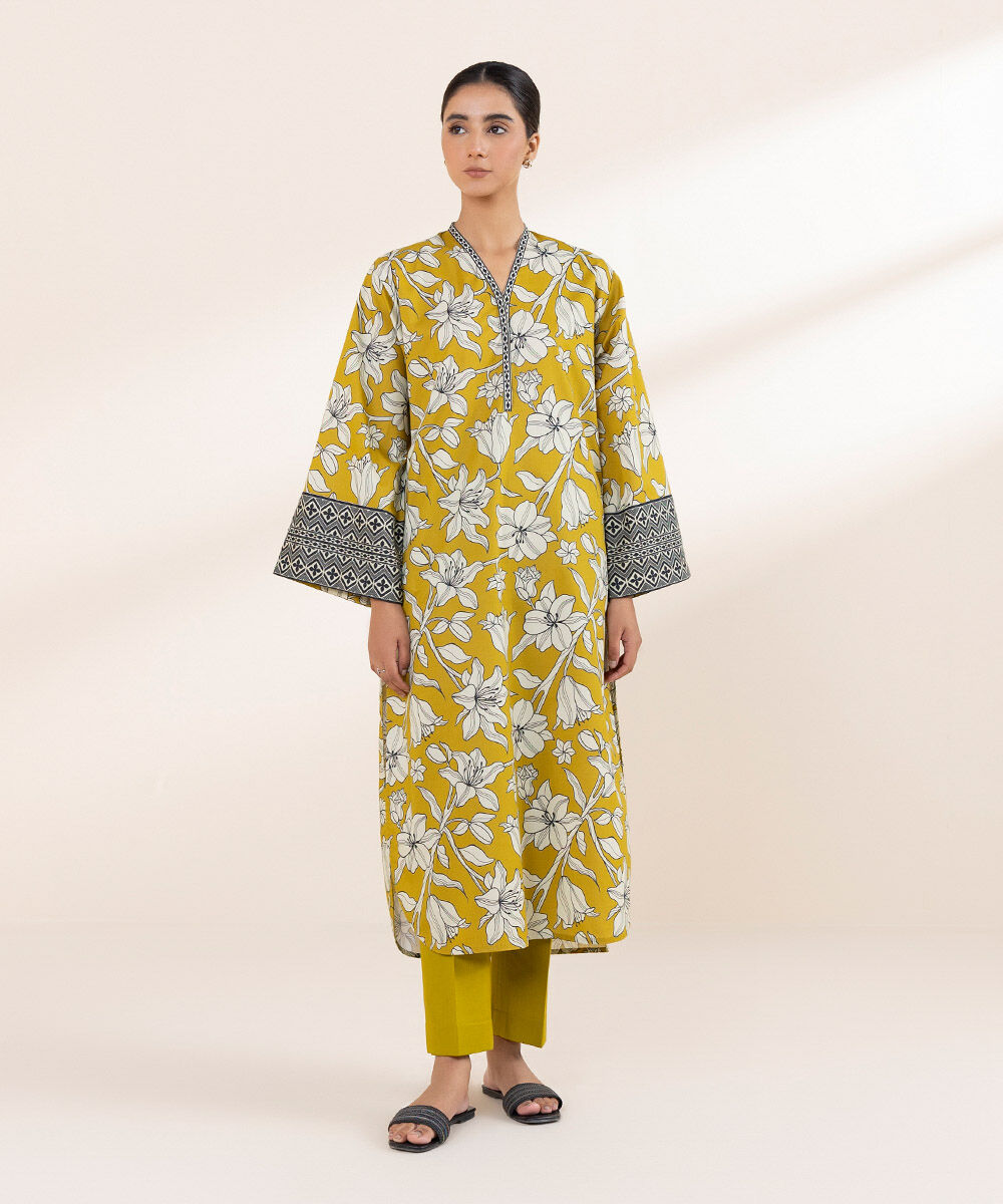 Women's Unstitched Yellow Lawn 2 Piece Suit