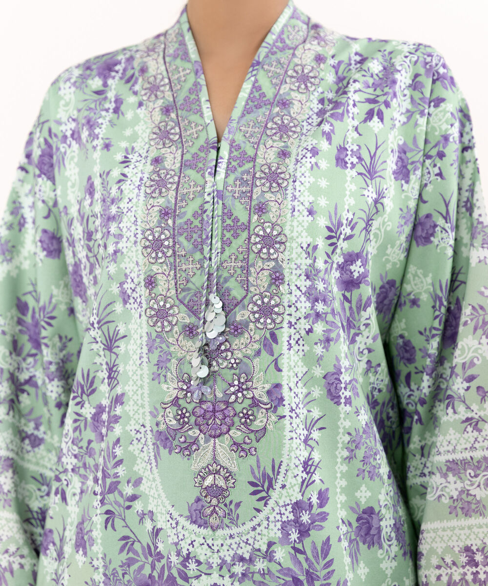 Women's Unstitched Cotton Viscose Printed Three Piece Suit