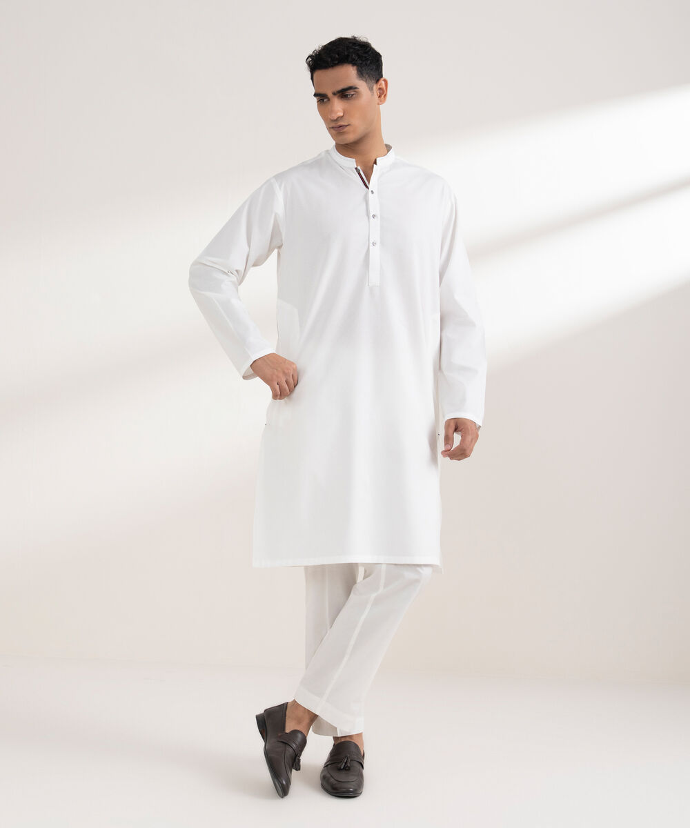 Men's Stitched Cotton Dobby Off White Kurta