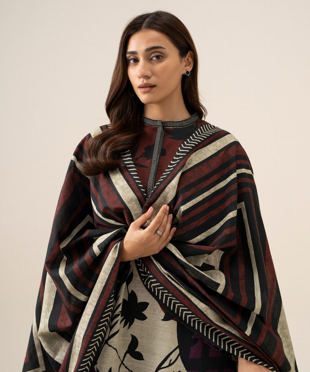 Women's Unstitched Light Khaddar Printed Multi 3 Piece Suit
