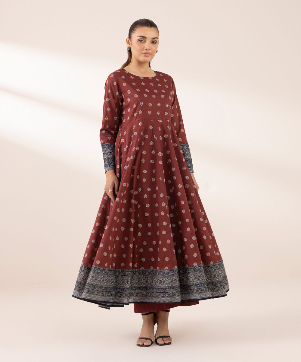 Women's RTW Lawn Red Printed Peshwas