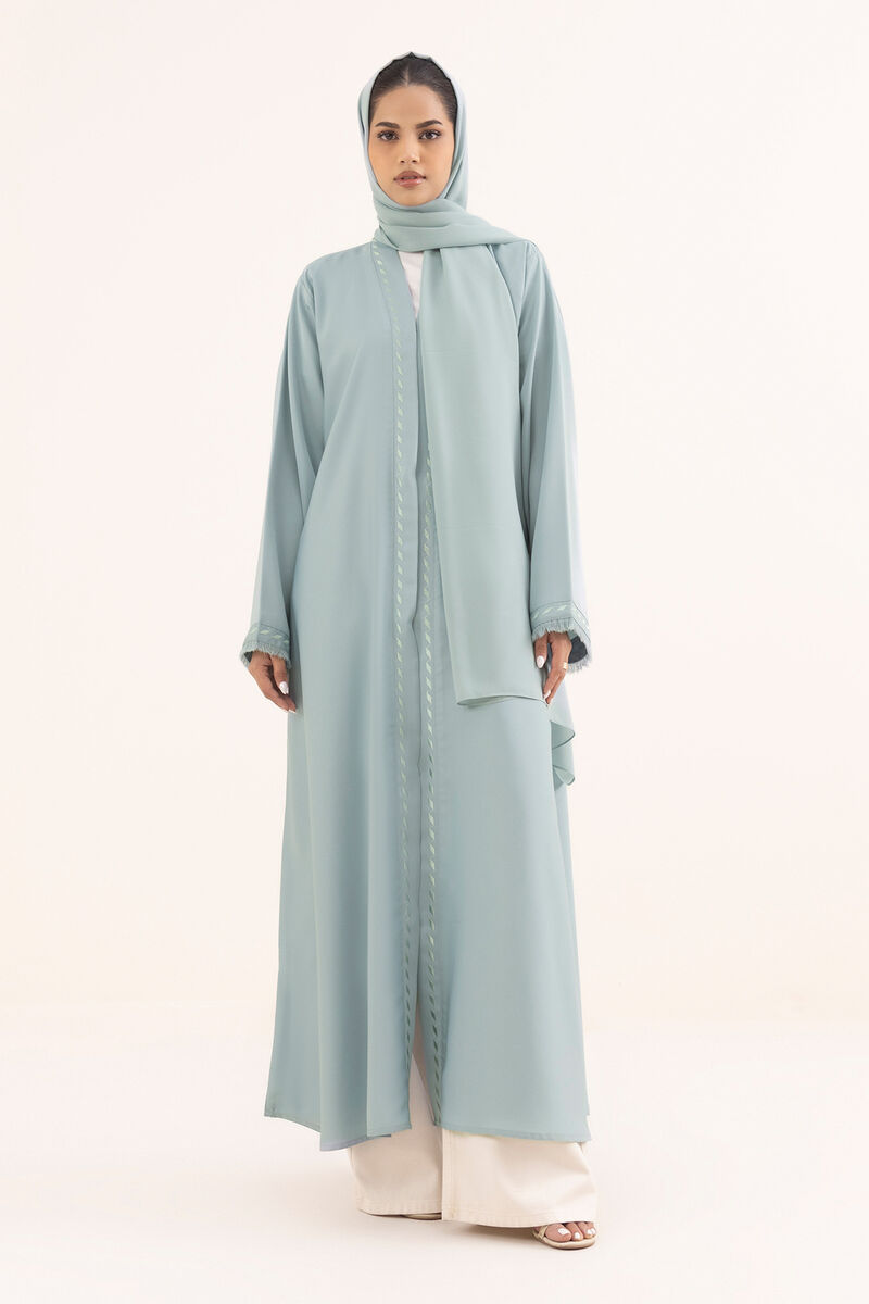 Embroidered Button Through Abaya
