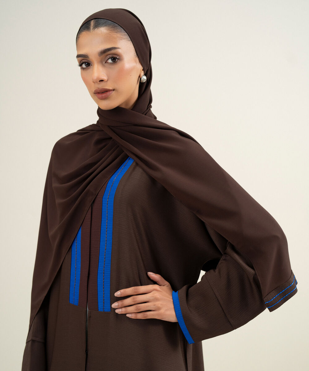 Women's  Dark Brown Kimono Abbaya Set