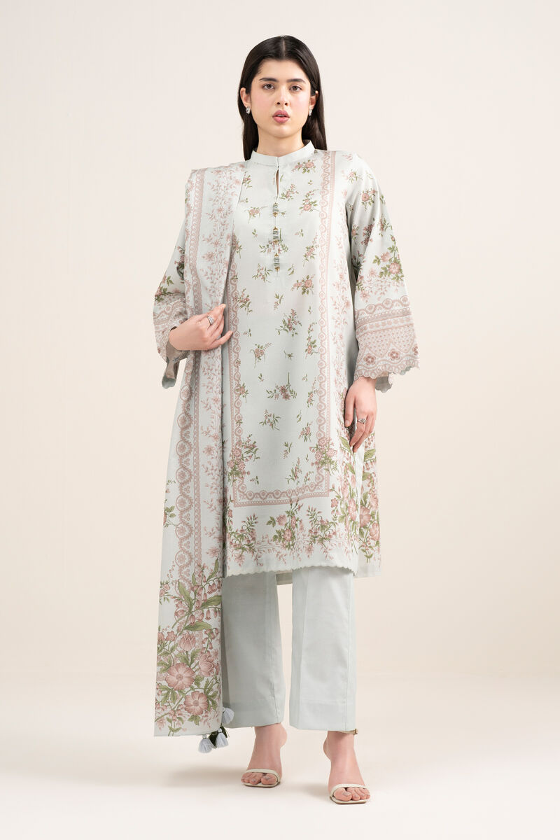 3 Piece - Printed Zari Lawn Suit