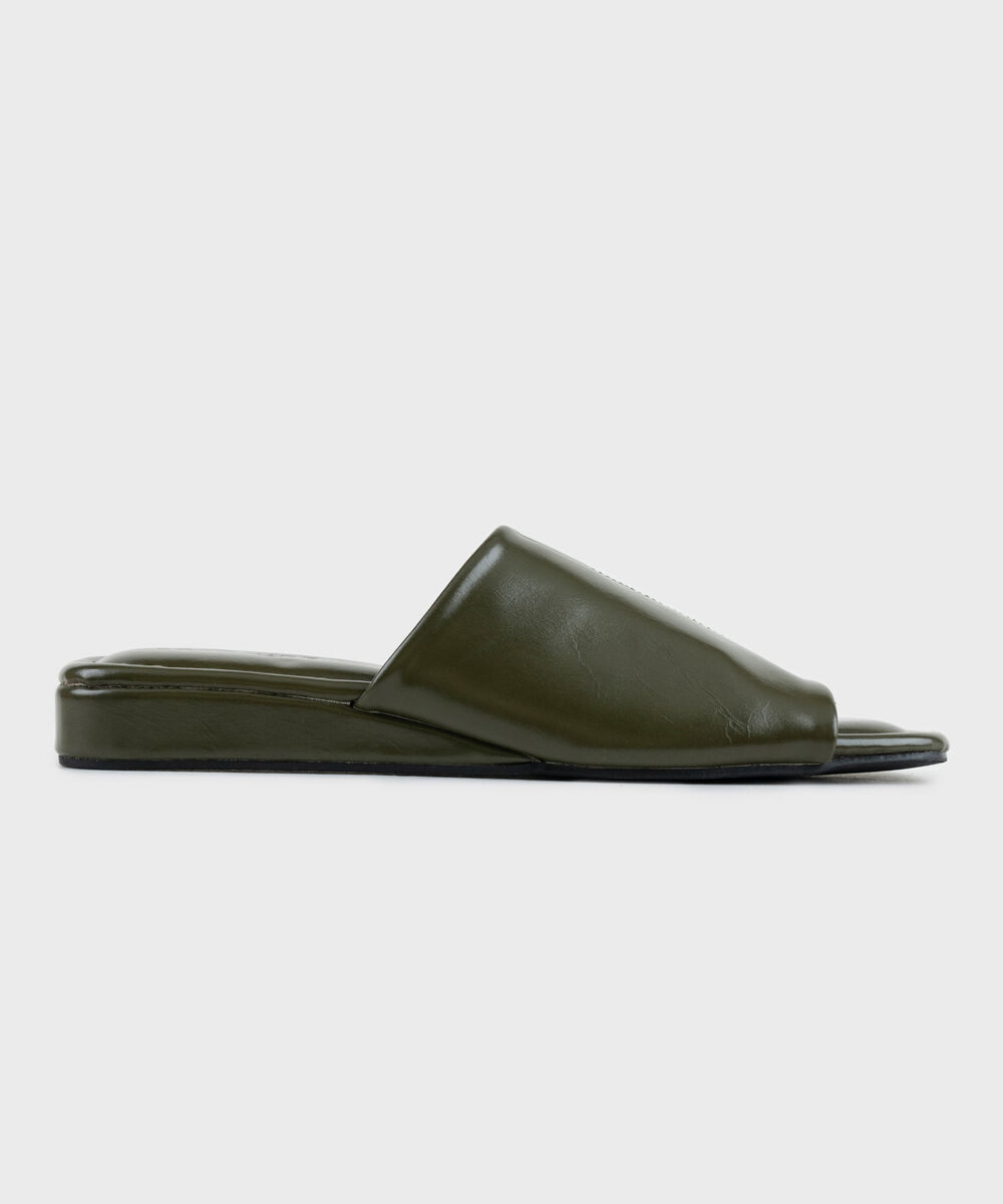 Women's Green Square Toe Mule