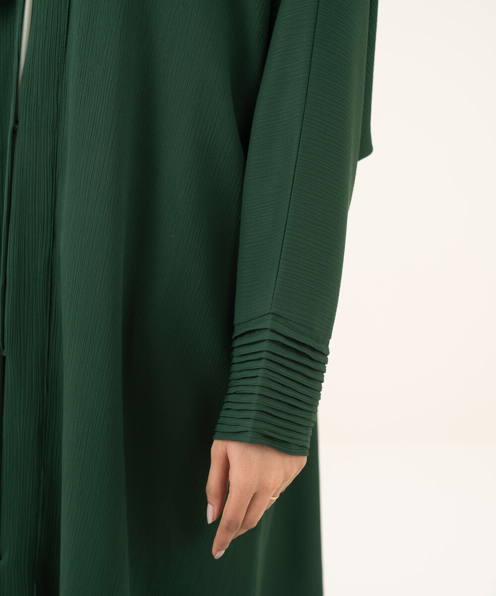 Women's emerald green button through kimono Abaya