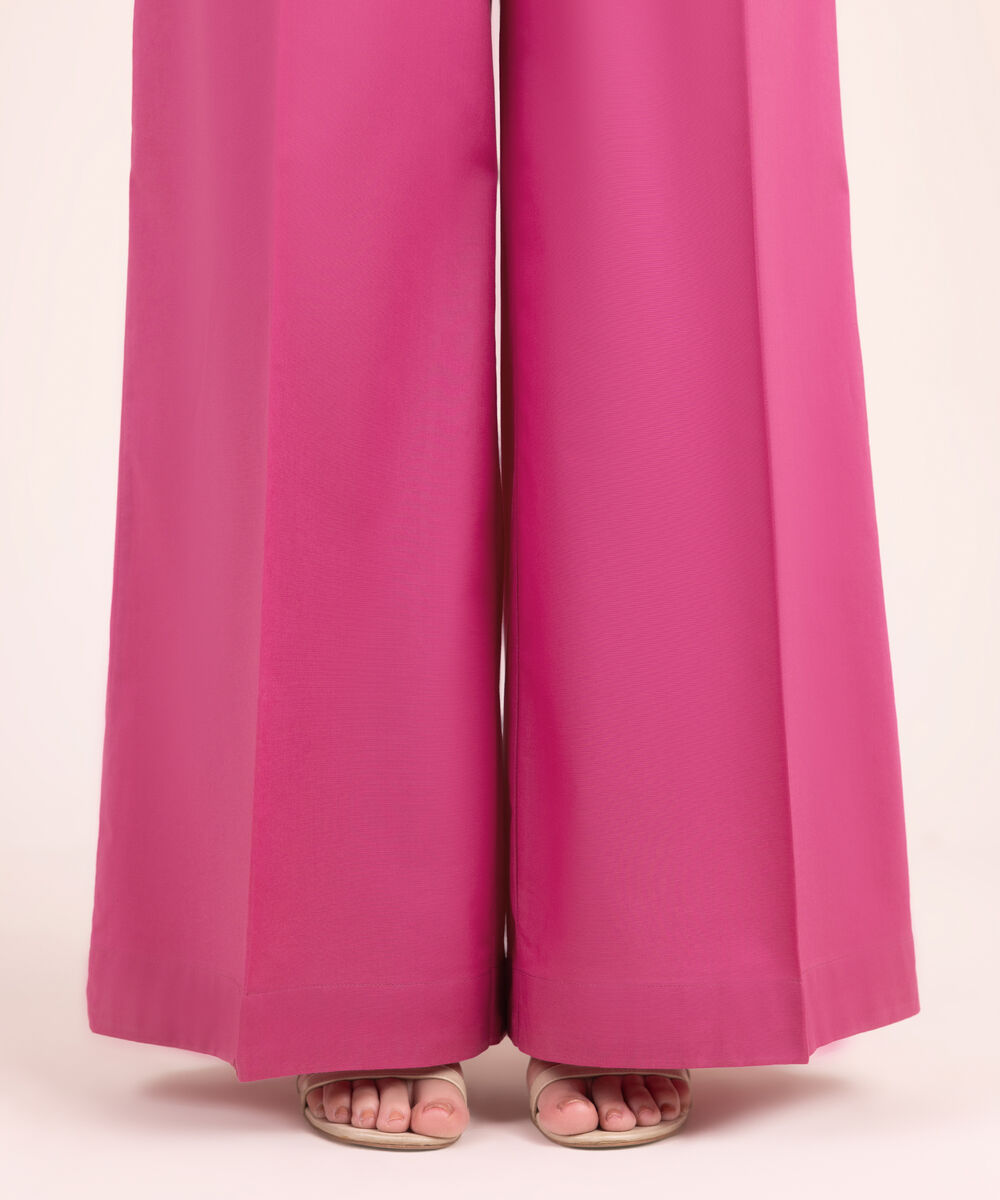 Women's RTW Multineps Solid Pink Flared Pants