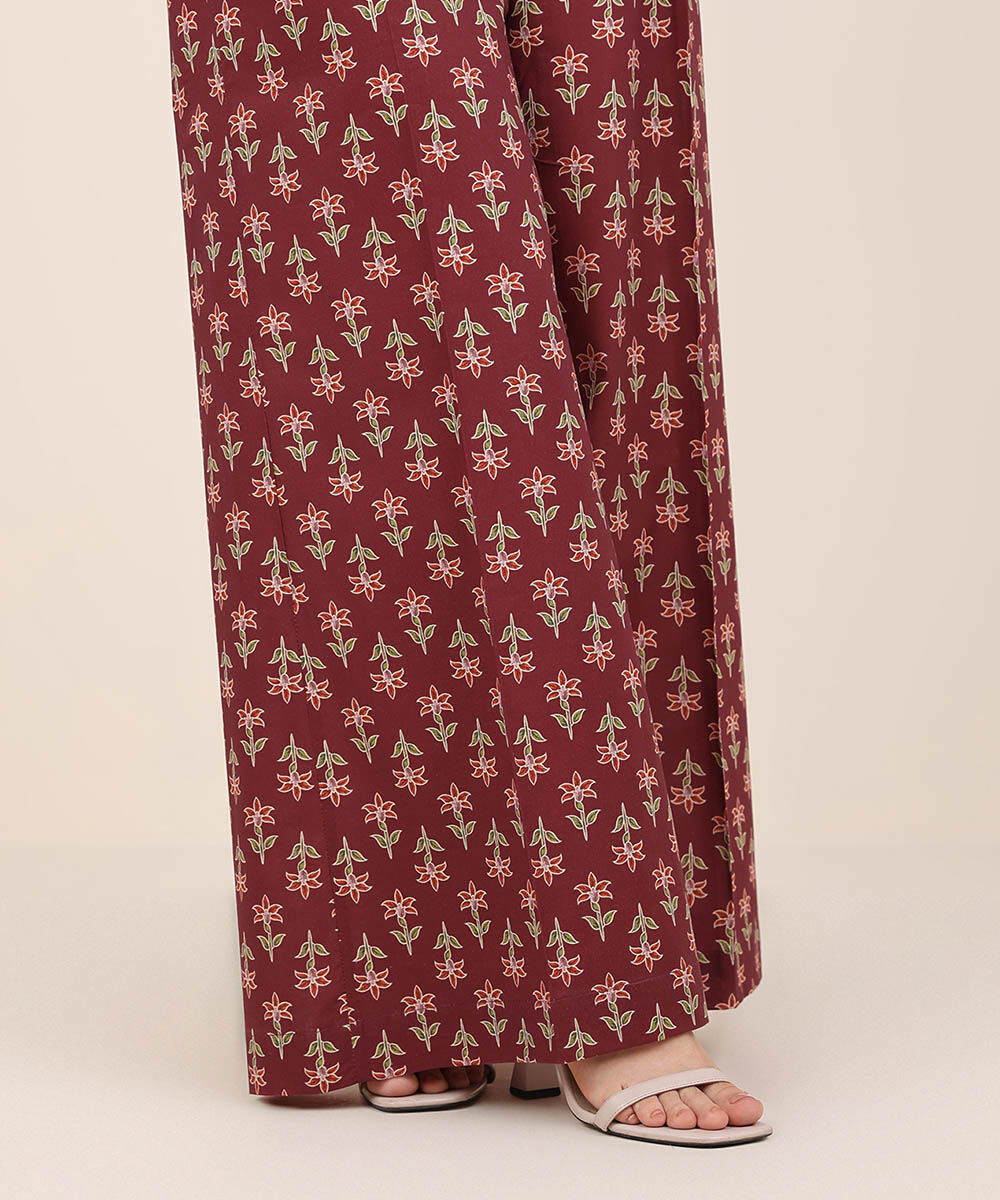 Women's RTW Cambric Red Printed Flared Pants