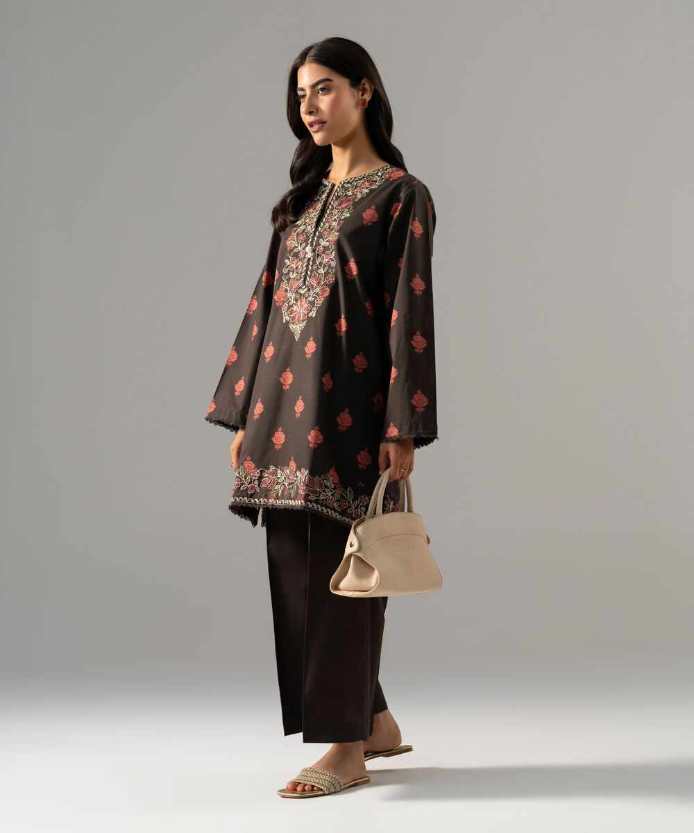Women's RTW Lawn Embroidered Brown 2 Piece Suit