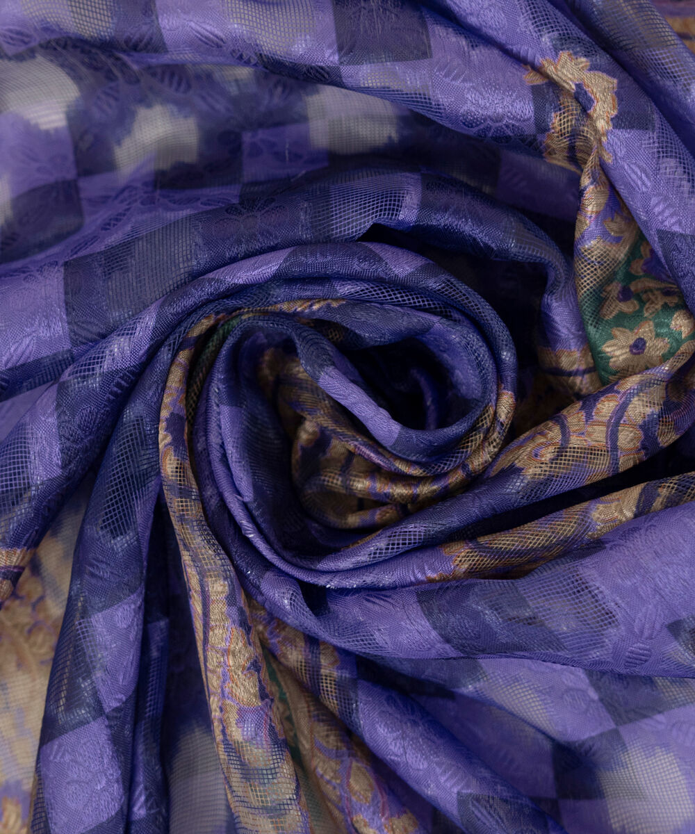Brochea Jacquard Printed Purple Dupatta
