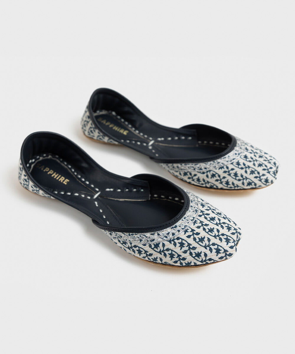 Woman - Blue Embroidered Khussas