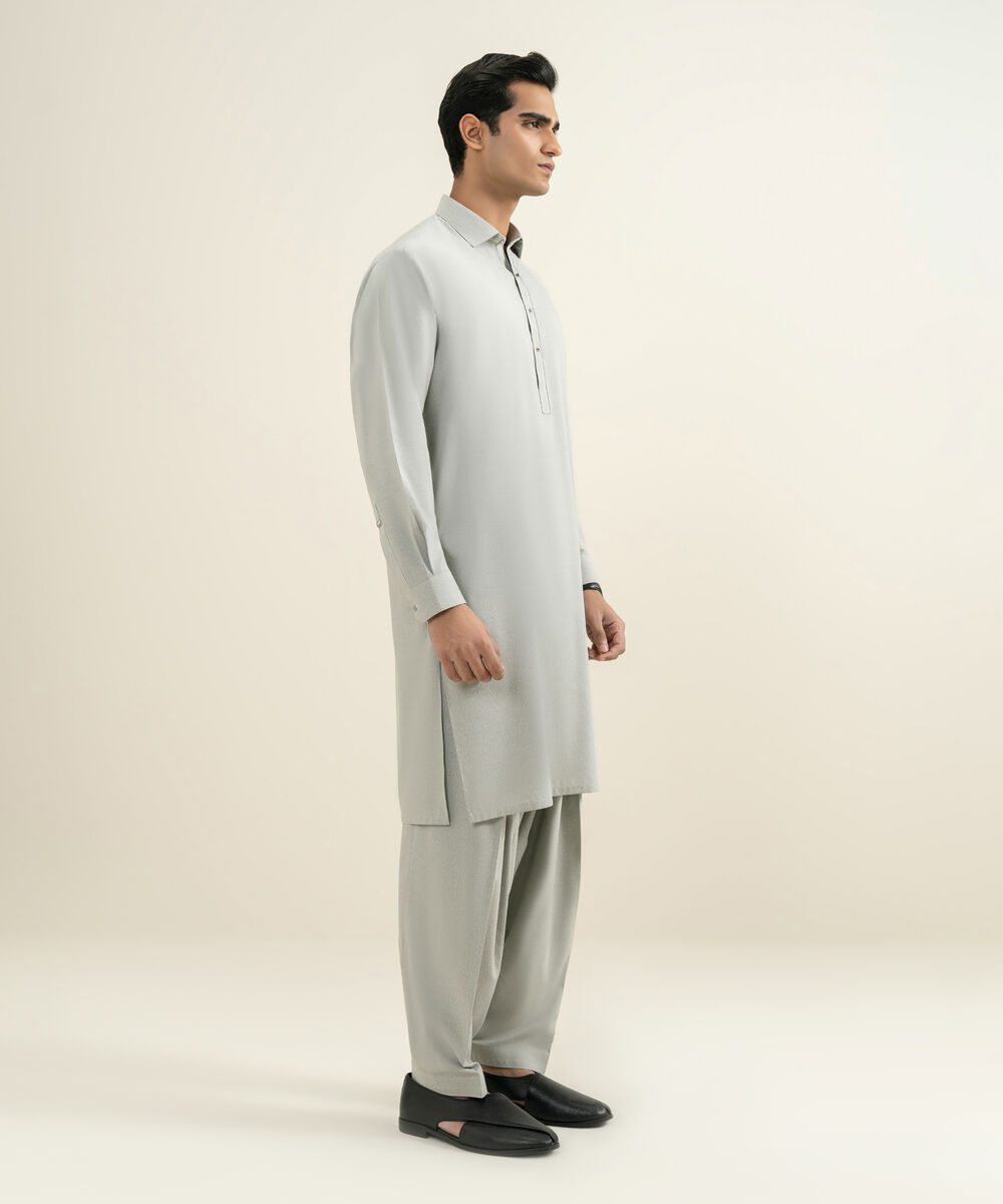 Men's light grey Premium Wash & Wear Kameez Shalwar