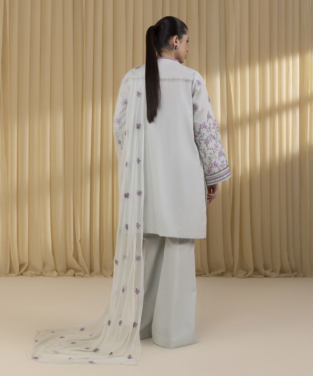 Unstitched Women's Blue Textured Lawn 3 Piece Suit