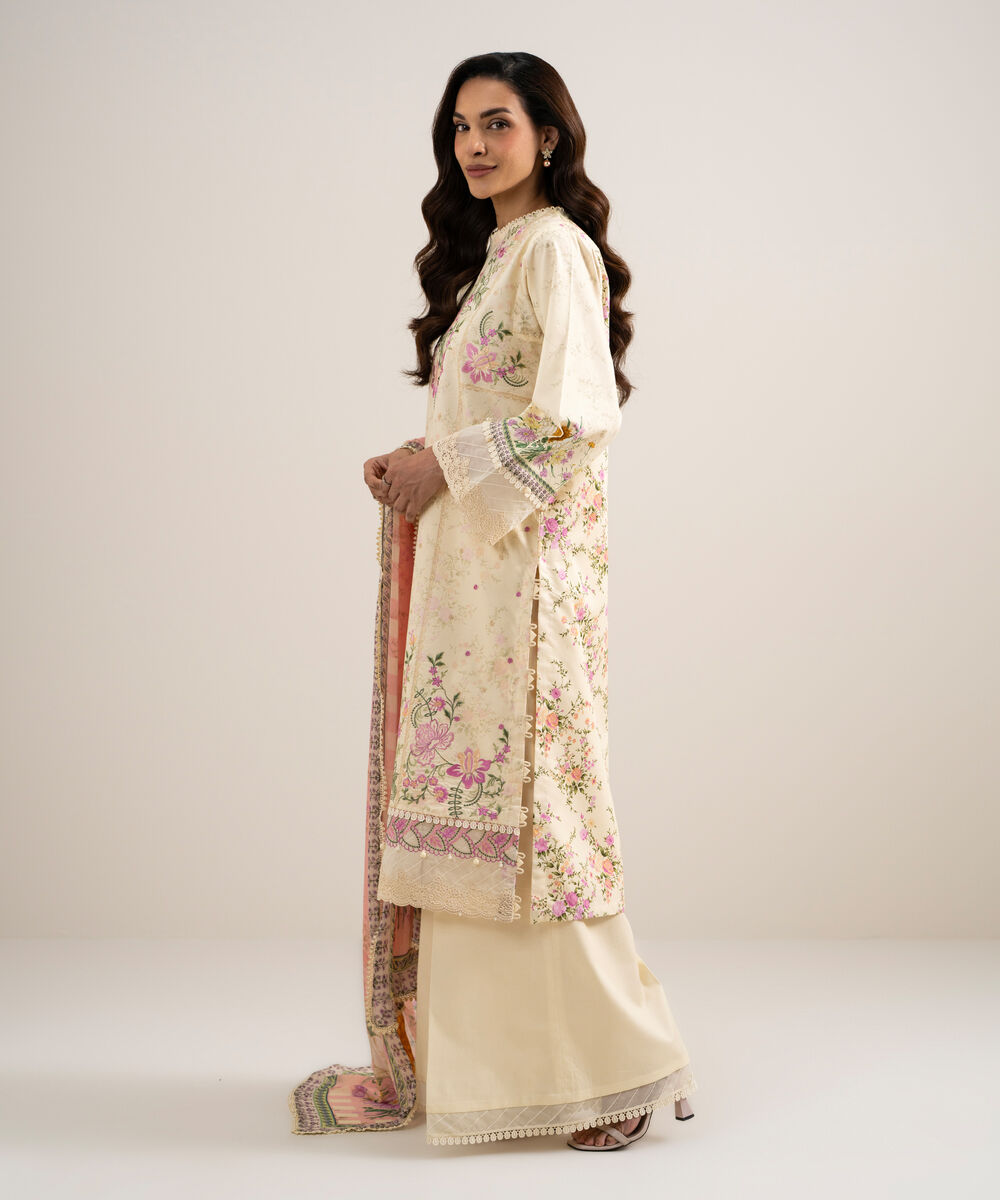 Women's Unstitched Lawn Embroidered Yellow