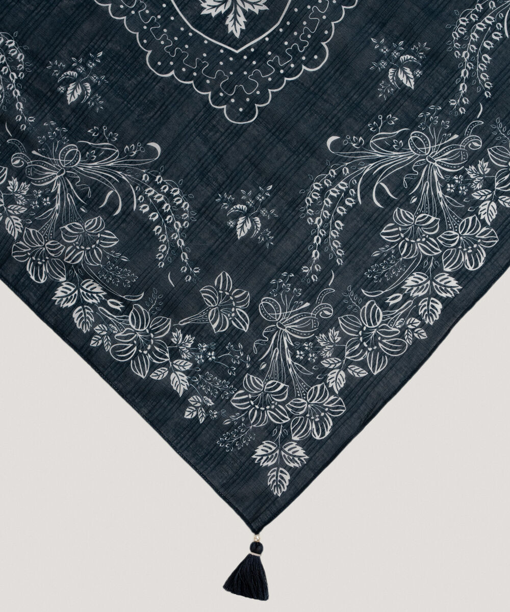 Textured Voile Printed Blue Dupatta