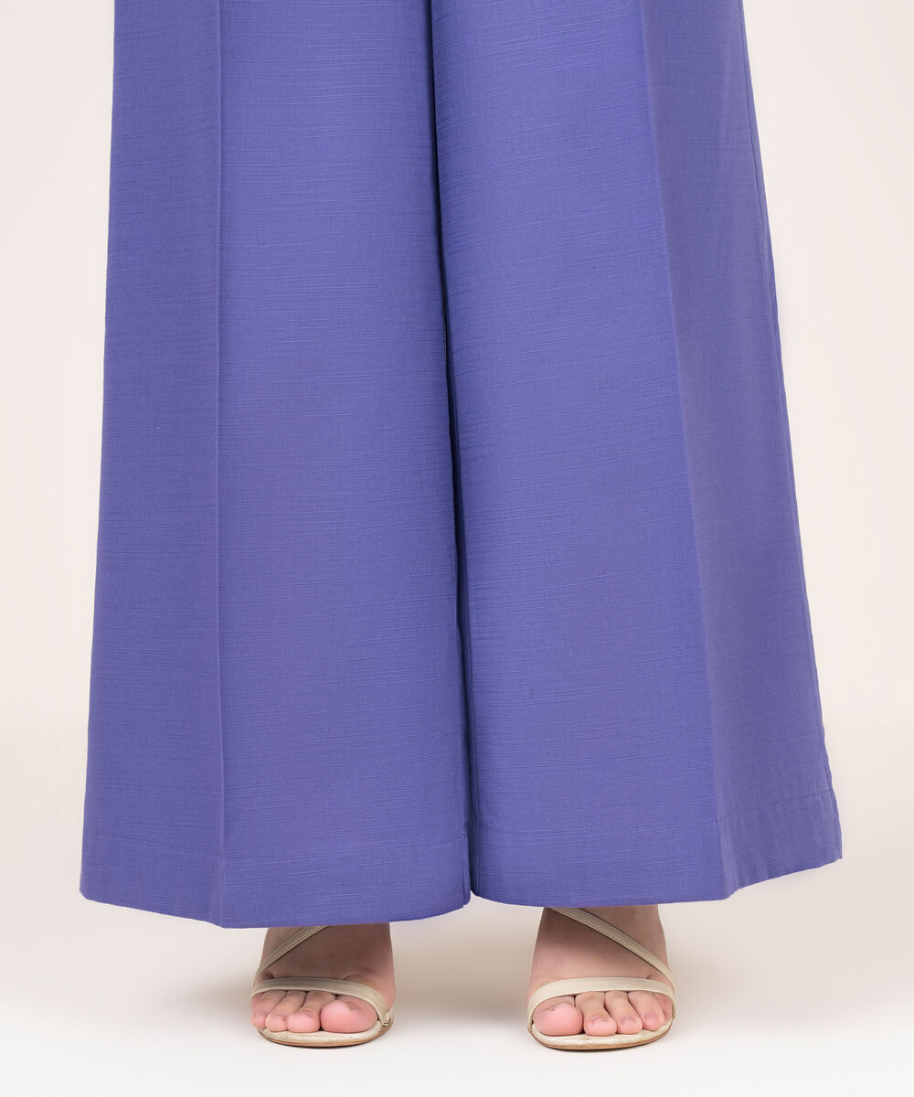 Women's RTW Khaddar Solid Purple Flared Pants