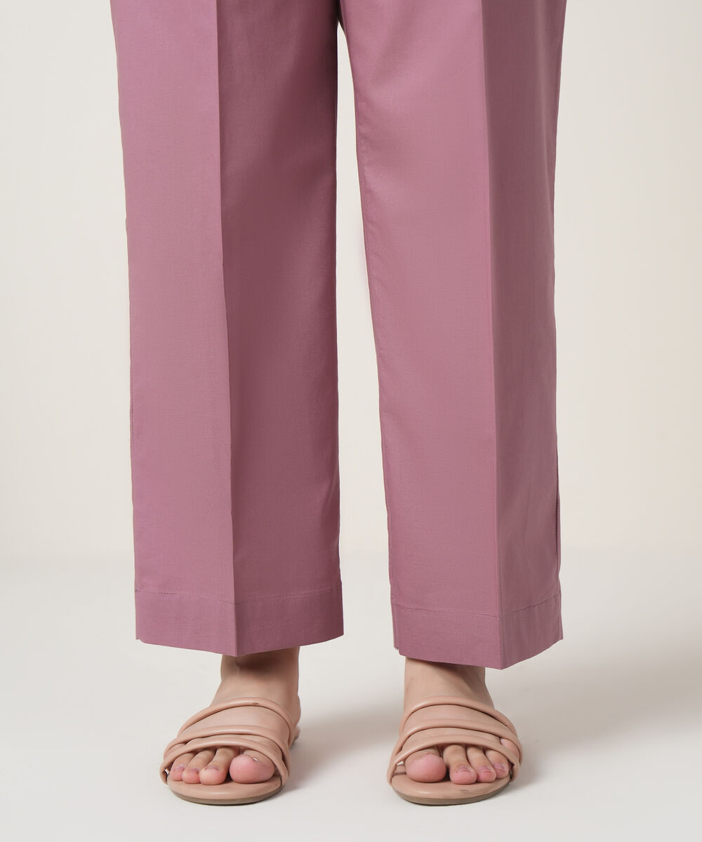Women's RTW Cambric Pink Solid Trousers