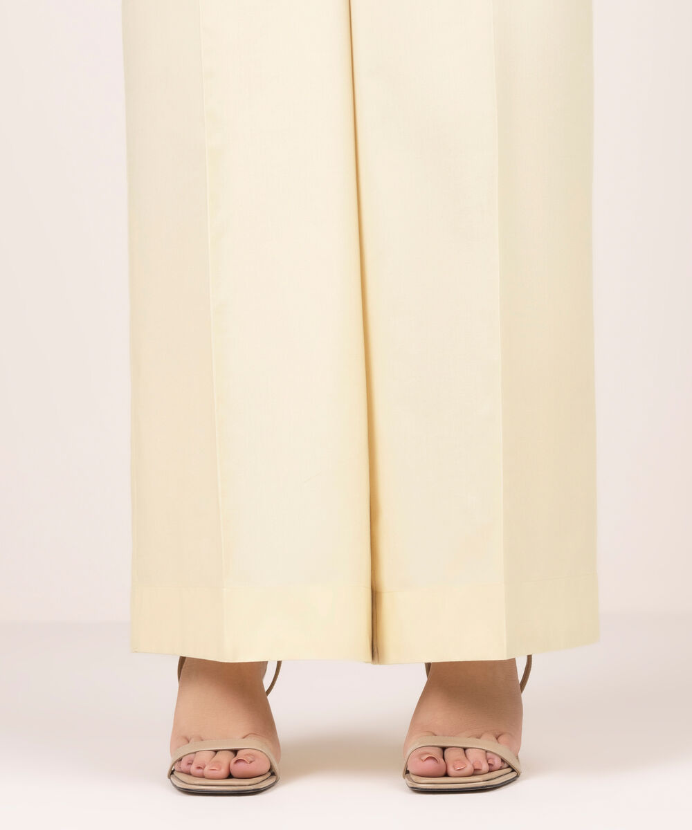 Women's RTW Cotton Viscose Solid Off White Culottes