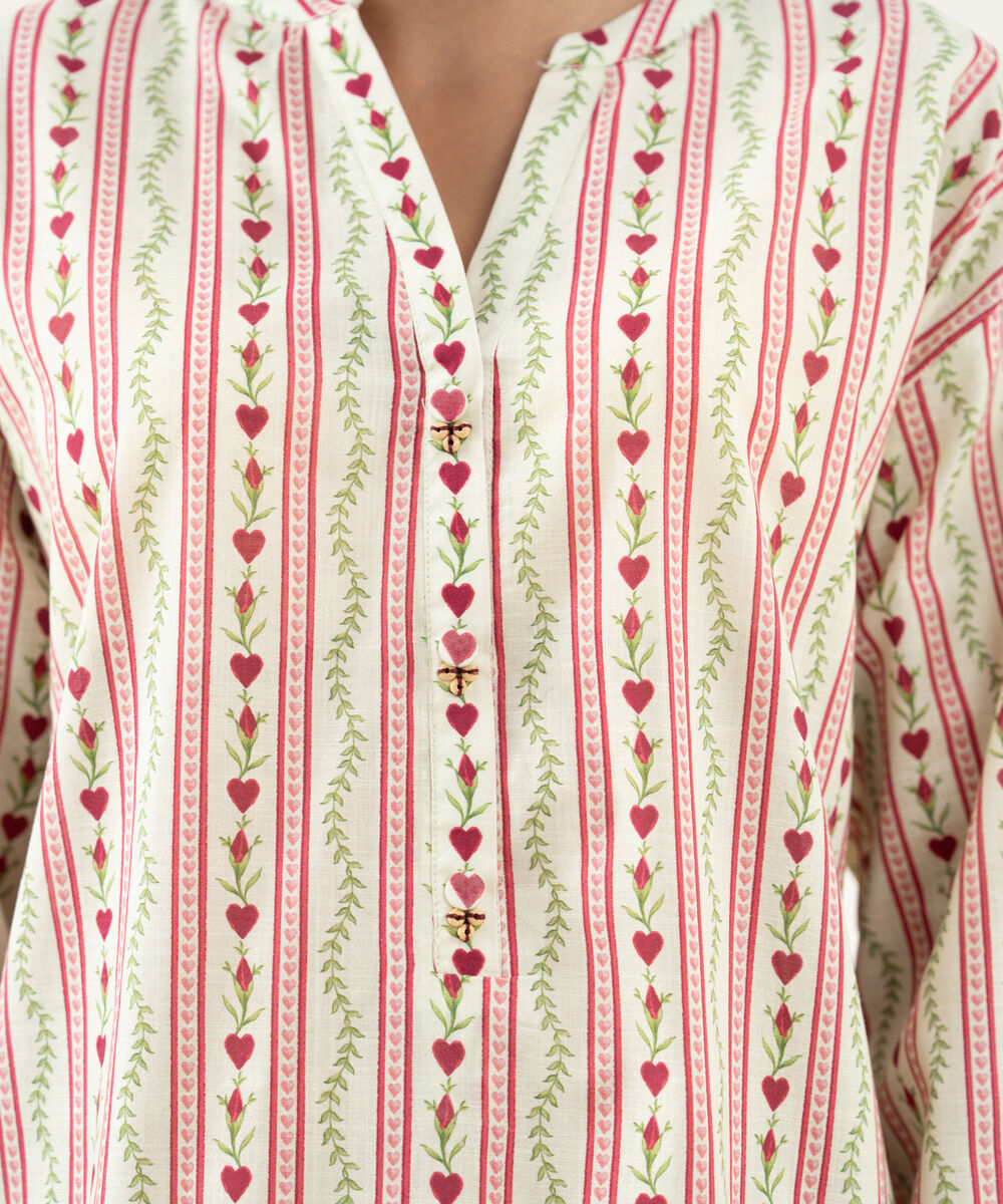 Women's RTW Crosshatch Printed Off White Straight Shirt