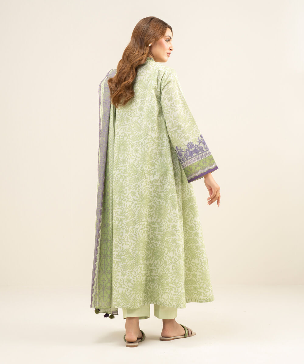 Women's Unstitched Lawn Embroidered Green 3 Piece Suit