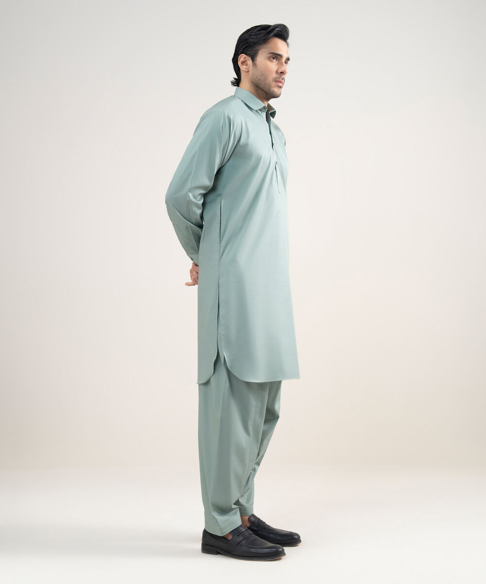 Men's Stitched Premium Cotton Light Sage Suit