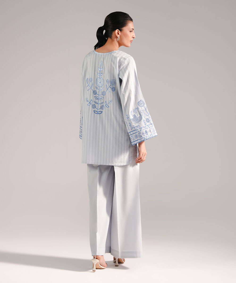 Women's RTW Leno Kara Embroidered Grey 2 Piece Suit