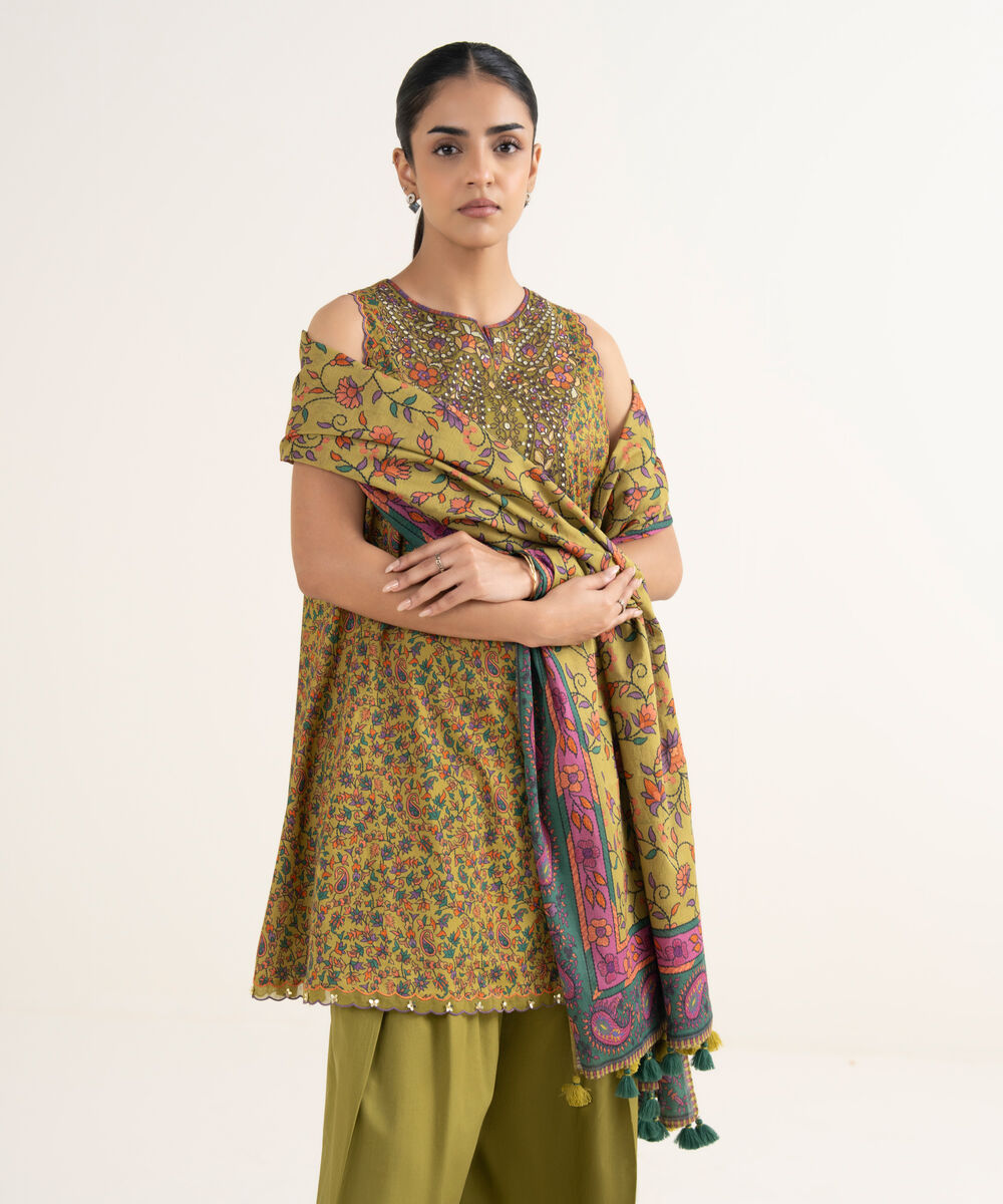 Women's Unstitched Lawn Printed Multi 3 Piece Suit