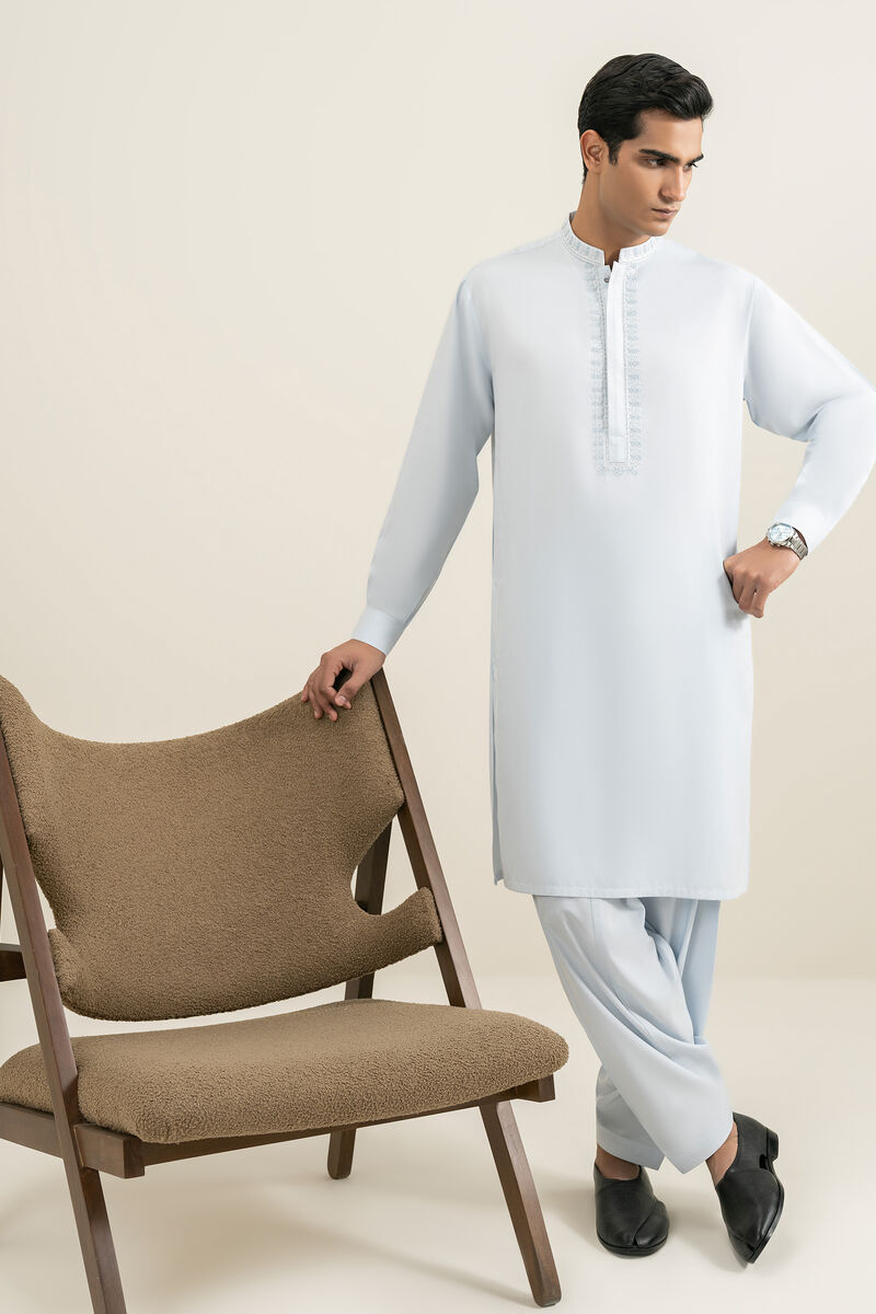 Embroidered Wash & Wear Suit