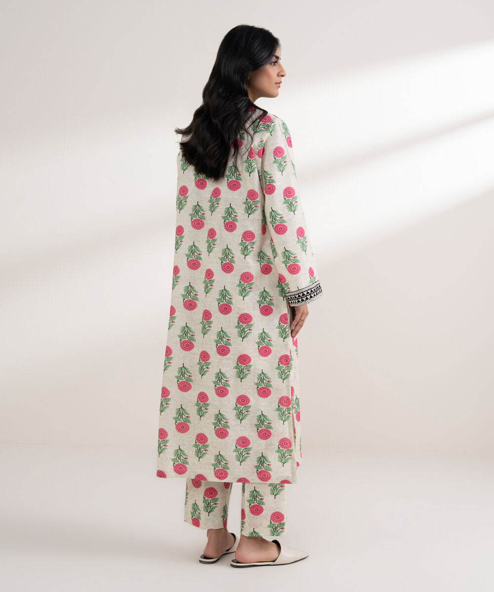 Women's RTW Light Khaddar Embroidered Off White Straight Shirt