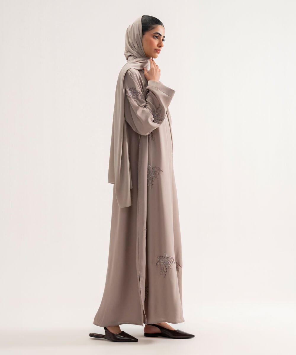 Women's Polyester Dusty Lilac Regular Abaya Set